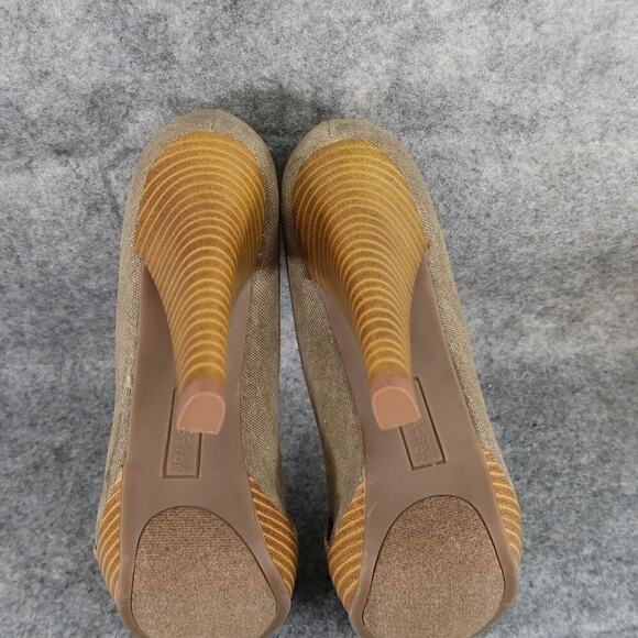 Kenneth Cole Shoes Womens 7.5 Pumps Platform Peep Toe Slip On Knot Fabric Brown - Picture 12 of 15